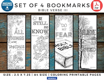 Bible Verse lll Printable Coloring Bookmarks Instant Download. 4 DIY Coloring Bookmarks Christian Bookmarks. Digital Bookmarks Inspirational