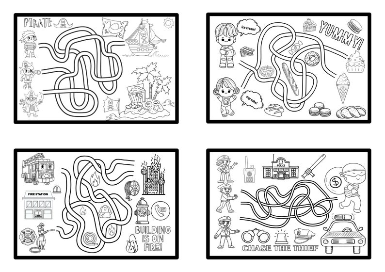 Printable MAZE Challenge Coloring Pages for Kids 15 Pages | Children's ...