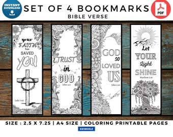 Bible Verse Printable Coloring Bookmarks. Instant Download. 4 DIY Coloring Bookmarks. Christian Bookmarks. Digital Bookmarks. Inspirational