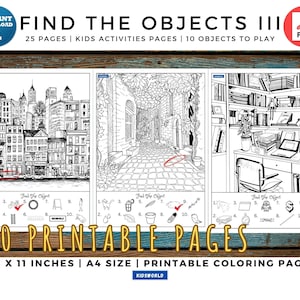 Find The Objects III Activities Printable Pages| Kids Activities Pages| Fun Time For Kids| Hidden Object Game For Kids | Activity Pages| PDF