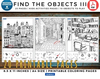 Find The Objects III Activities Printable Pages| Kids Activities Pages| Fun Time For Kids| Hidden Object Game For Kids | Activity Pages| PDF