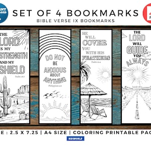 Bible Verse IX Color Your Faith: Printable Bible Verse Bookmarks. Instant Download. 4 Adult DIY Coloring Bookmarks. Digital Bookmarks PDF.