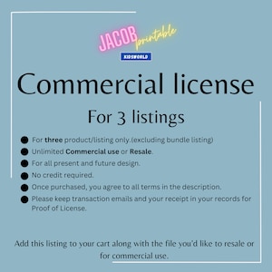 Commercial Use And Resale License For Three Product.(Excluding Bundle Listing)