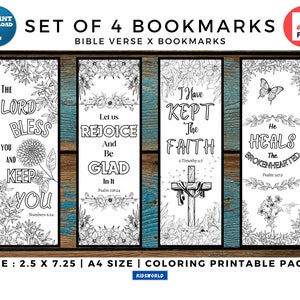 Bible Verse X Color Your Faith: Printable Bible Verse Bookmarks. Instant Download. 4 Adult DIY Coloring Bookmarks. Digital Bookmarks PDF.