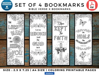 Bible Verse X Color Your Faith: Printable Bible Verse Bookmarks. Instant Download. 4 Adult DIY Coloring Bookmarks. Digital Bookmarks PDF.
