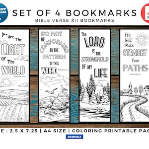 Bible Verse XII Color Your Faith: Printable Bible Verse Bookmarks. Instant Download. 4 Adult DIY Coloring Bookmarks. Digital Bookmarks PDF.