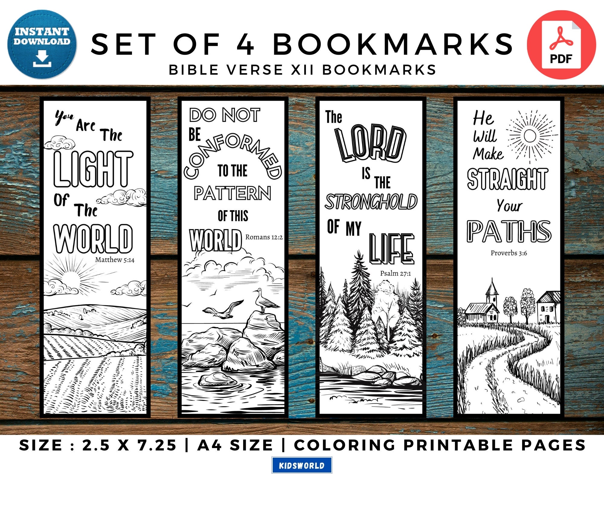 Bible Verse XII Color Your Faith: Printable Bible Verse Bookmarks. Instant Download. 4 Adult DIY Coloring Bookmarks. Digital Bookmarks PDF.