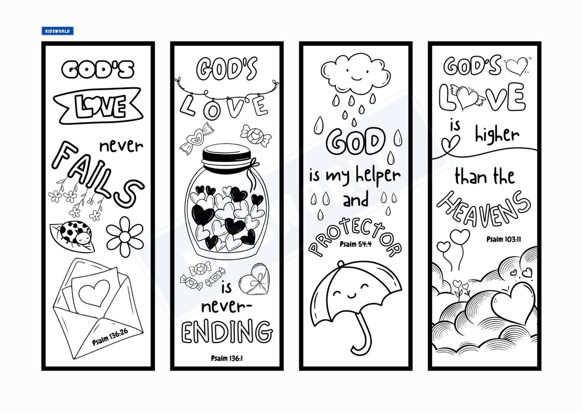 Kids Bible Verse VI Bookmarks, Kids Coloring Bible Verse Bookmarks ...