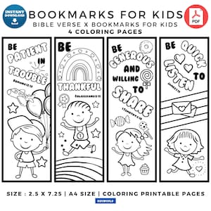 Kids Bible Verse X Bookmarks Kids Coloring Bible Verse Bookmarks Kids 4 DIY Coloring Bookmarks, Christian Bookmarks, Kids Study Tools PDF