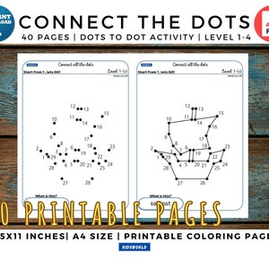 Connect the Dots Printable Pages for ALL (40 Pages), Dot to Dot Puzzle ...