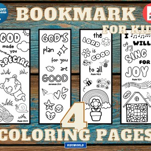 Kids Bible Verse V Bookmarks, Kids Coloring Bible Verse Bookmarks, Kids 4 DIY Coloring Bookmarks, Christian Bookmarks, Kids Study Tools, PDF