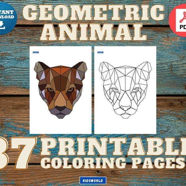 37 coloriages imprimables d'animaux géométriques | Coloration consciente | Coloration anti-stress | Coloriage créatif | se détendre coloration | PDF numérique