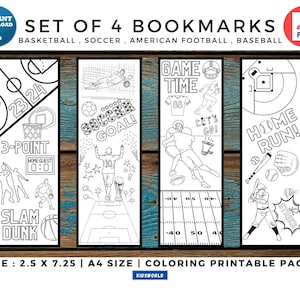 Printable Coloring Bookmarks For All Age. Instant Digital Download. 4 DIY Coloring Bookmarks. Sport Bookmarks Printable. Digital Bookmarks