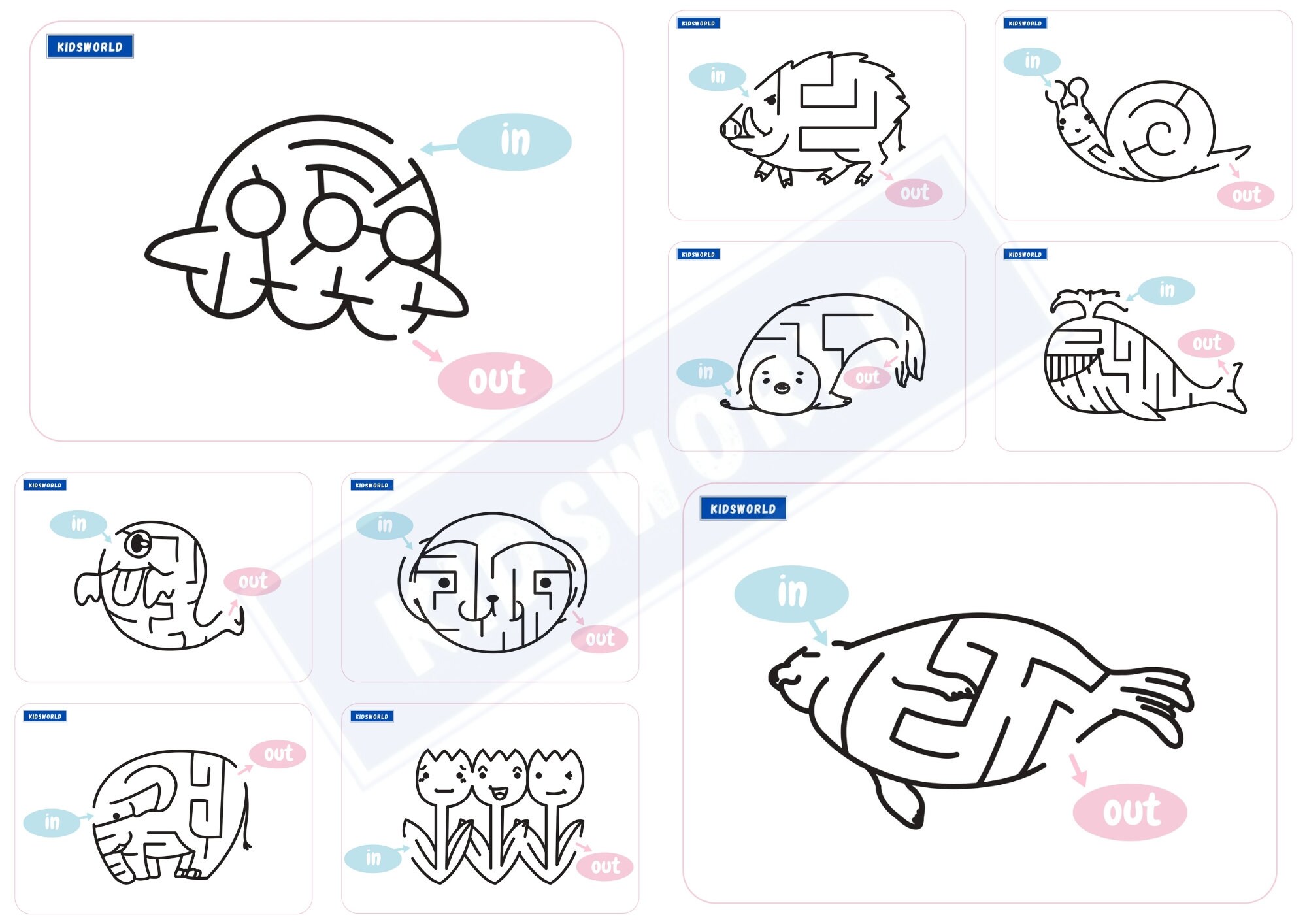 Printable MAZE Challenge Pages for Toddlers 62 Pages Easy Mode Toddlers ...
