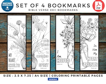 Bible Verse XXII Printable Coloring Bookmarks For All. Instant Download 4 DIY Coloring Bookmarks. Christian Bookmarks. Digital PDF Bookmark.