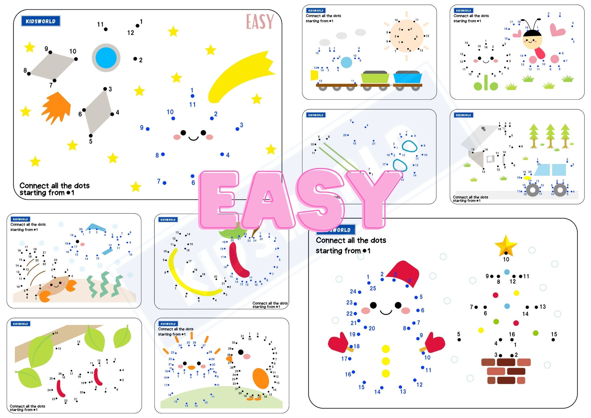 Connect the Dots Printable Pages for Kids, Ages 3-12 , 33 Pages, Dot to ...
