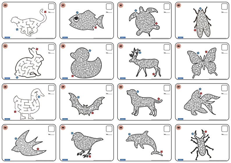 Printable MAZE Challenge Pages for Kids 69 Pages.(stage 1-2) | Children ...
