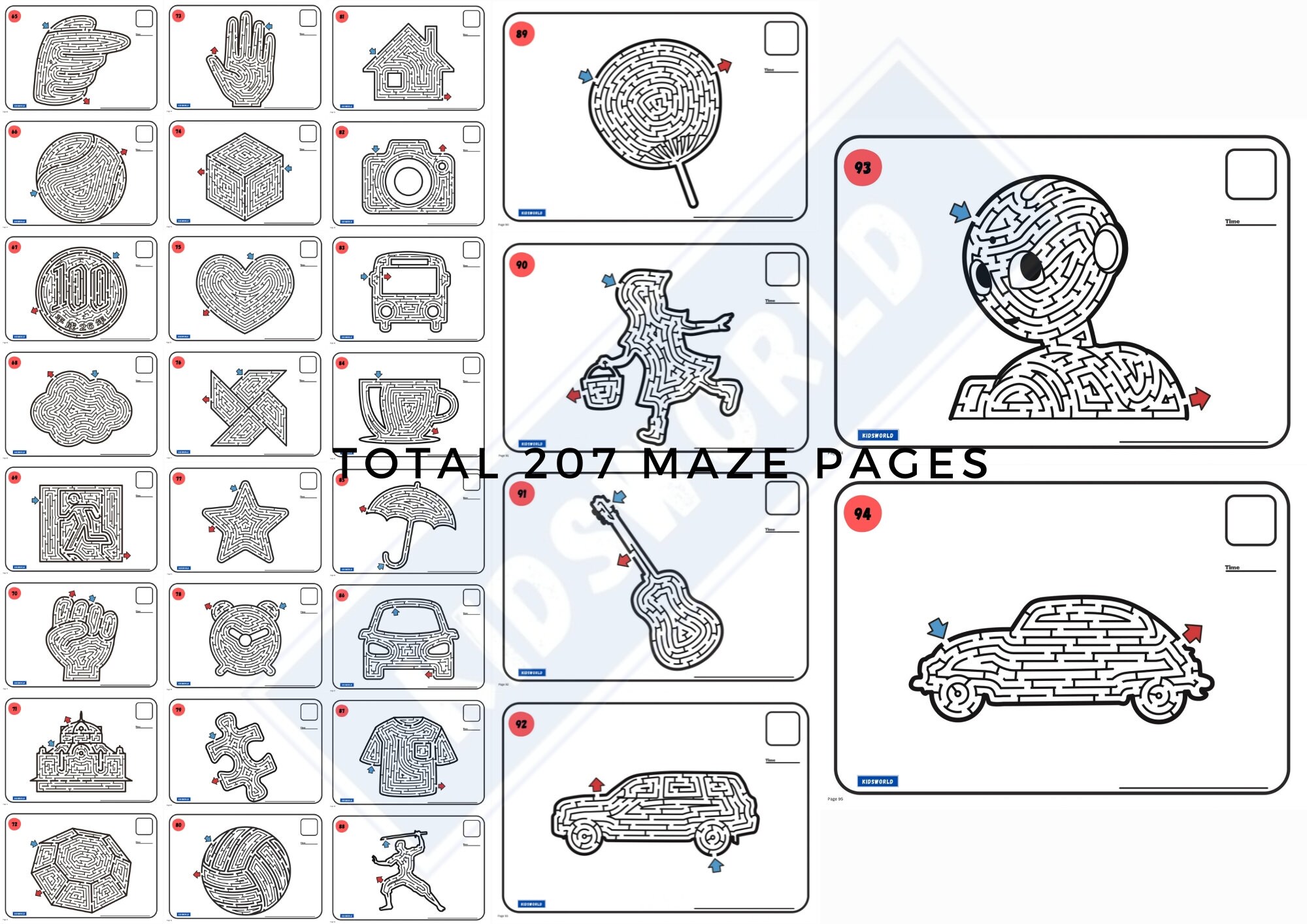 Bundle of Printable MAZE Challenge Pages for Kids (stage 1-2) Children ...