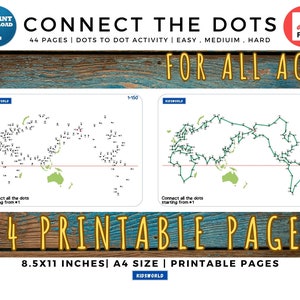 Connect the dots Printable pages for ALL (44 pages), Dot to Dot Puzzle Pages, Stage 1-3, Connect The Dots Challenge Printable Pages For ALL