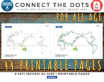 Connect the dots Printable pages for ALL (44 pages), Dot to Dot Puzzle Pages, Stage 1-3, Connect The Dots Challenge Printable Pages For ALL
