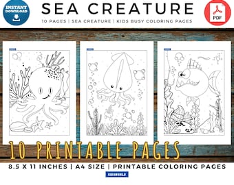 Under The Sea Printable Coloring Pages for Kids | 10 Coloring Pages | Busy Coloring for Kids | Kid Preschool Activity | Digital download PDF