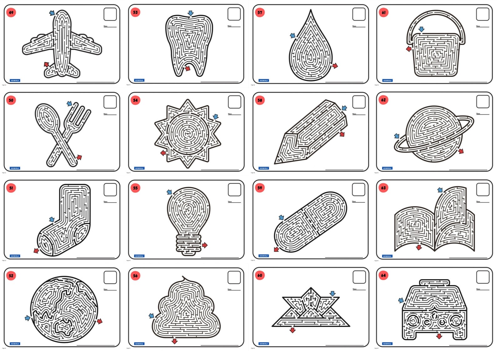 Printable MAZE Challenge Pages for Kids 94 Pages.stage 1-2 Children's ...