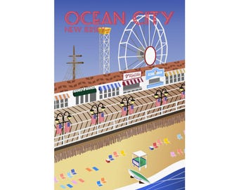 Ocean City,  New Jersey, Boardwalk, Vertical Posters