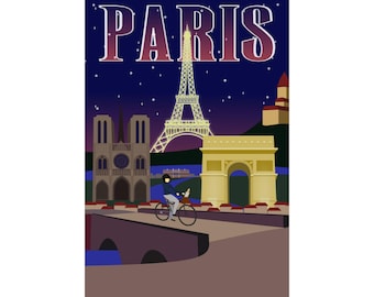 Paris Cityscape Poster, Eiffel Tower Art Print (Matte)