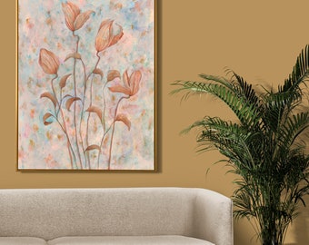 Dromende bloem - Muurkunst - Schilderij - Muurdecoratie - Muurbehang - Origineel kunstwerk