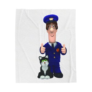 Cozy Velveteen Plush Blanket featuring a Postman and Jess the Cat, Soft Throw for Kids, Ideal for Movie Nights, Warm