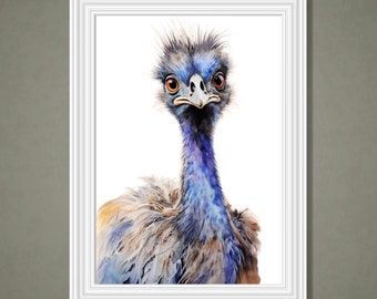 Emu Watercolor Painting, Australian Native Animal Art (Digital Download)