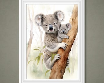 ヴィンテージ コアラ 油絵 - デジタル プリント ダウンロード - 印象派