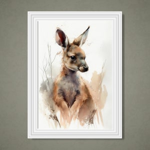 Australian Kangaroo Wall Art, Kangaroo Watercolor Painting, Home Decor, Outback Native Painting, Australian Art, Kangaroo Poster