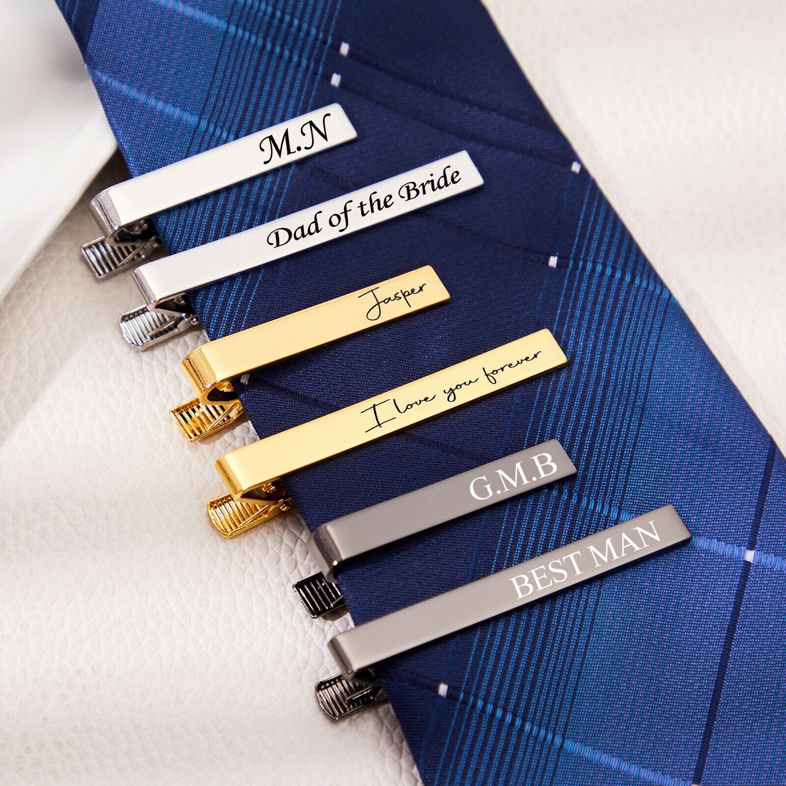 Custom Tie Clips Groomsman Engraved Tie Clip With Name Etsy