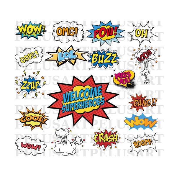 Comic Talk Bubbles Svg,Bundle Colorful Comic Speech Bubbles Svg,Speech Bubble Svg,Pop Art Svg,Retro Speech, Boom, Pow, Bubble Collection Svg