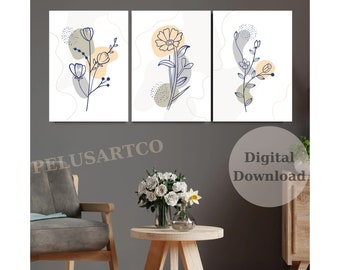 Boho Abstract Leaf Art, Room Decor, Boho Wall Art, Abstract Wall Art Prints, Boho Elements,Wall Art,Boho Art Set of 3 Prints,300DPI JPEG,PDF