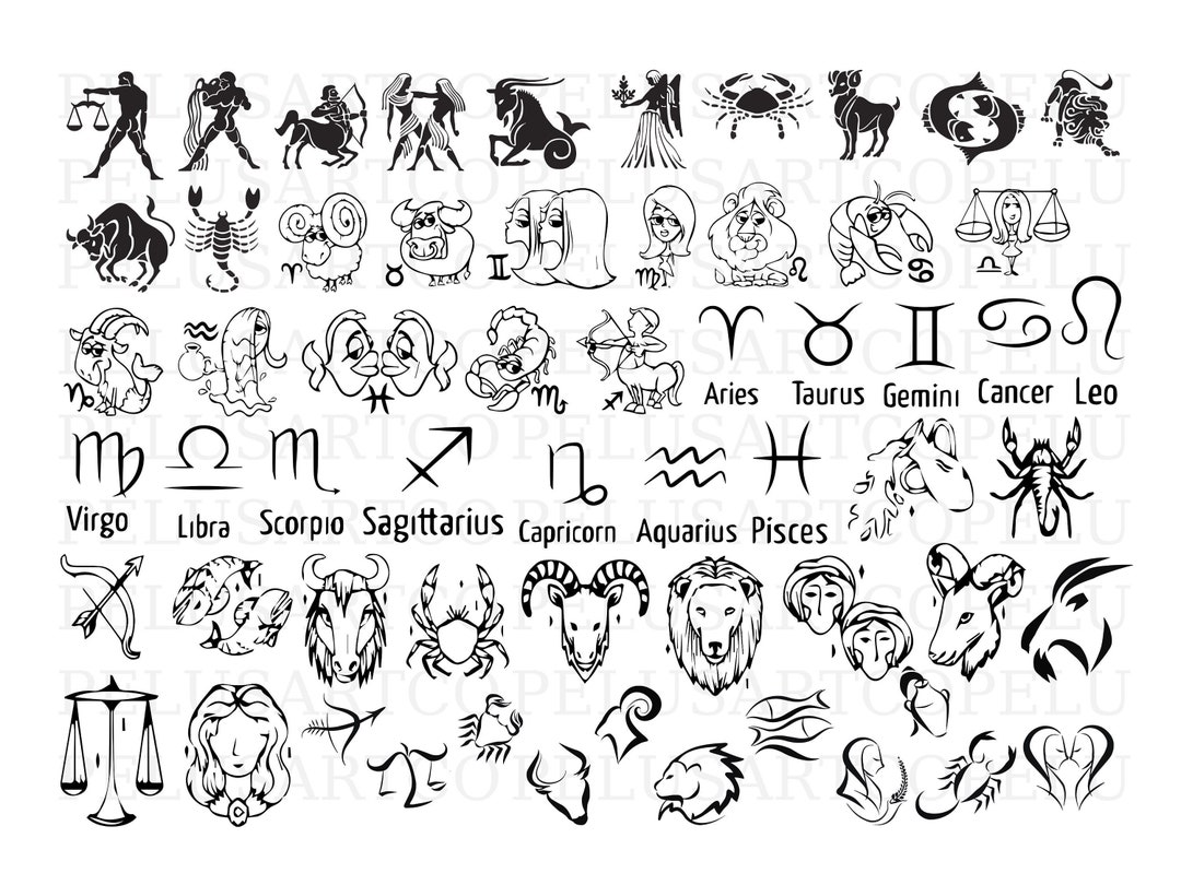 Zodiac Bundle Svg Horoscope Bundle Svg Astrology Signs Svg - Etsy