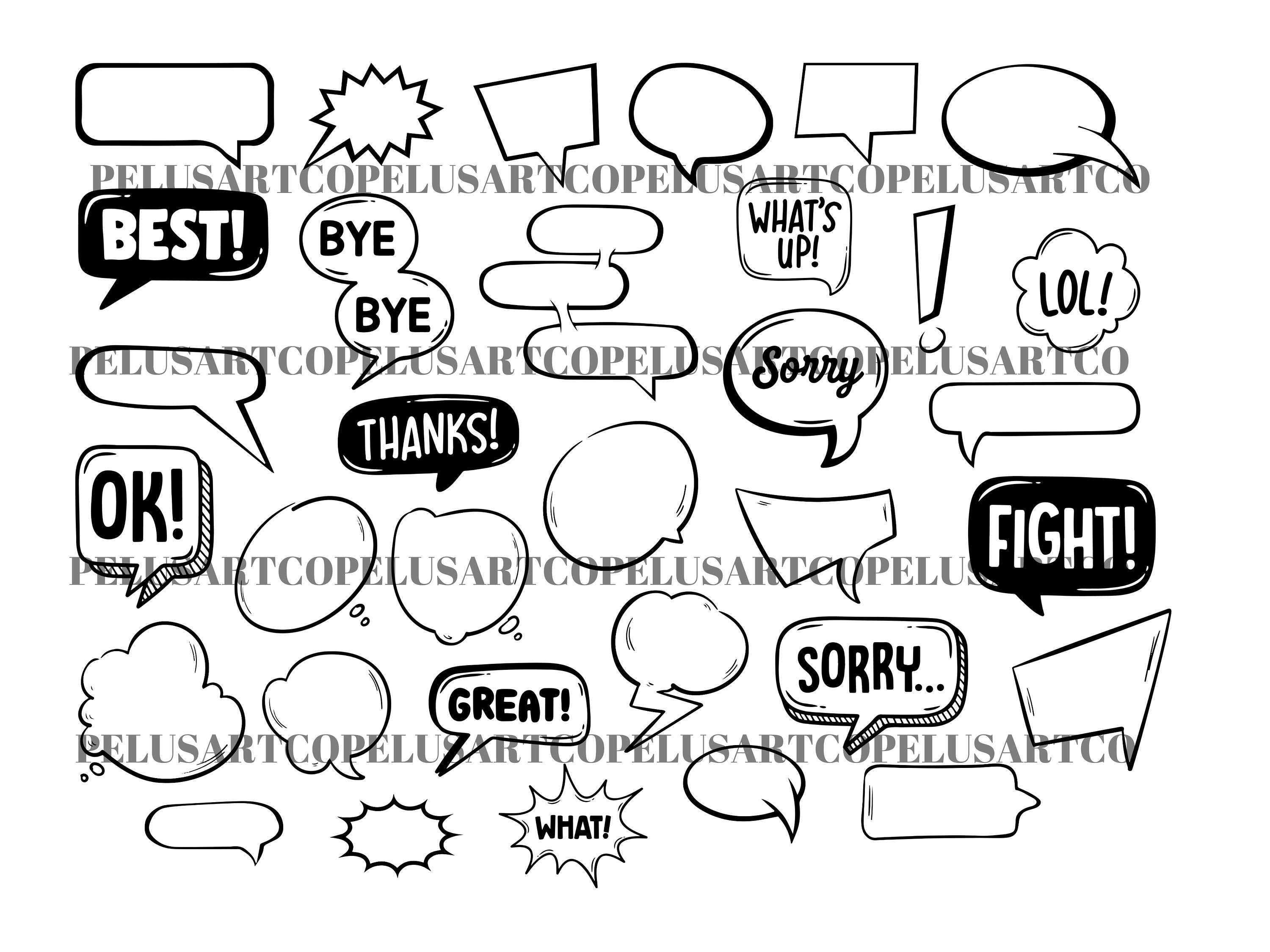 Bubbles Svg Bundle, Word Bubbles Cartoon Speech Svg, Comic Talk Bubbles