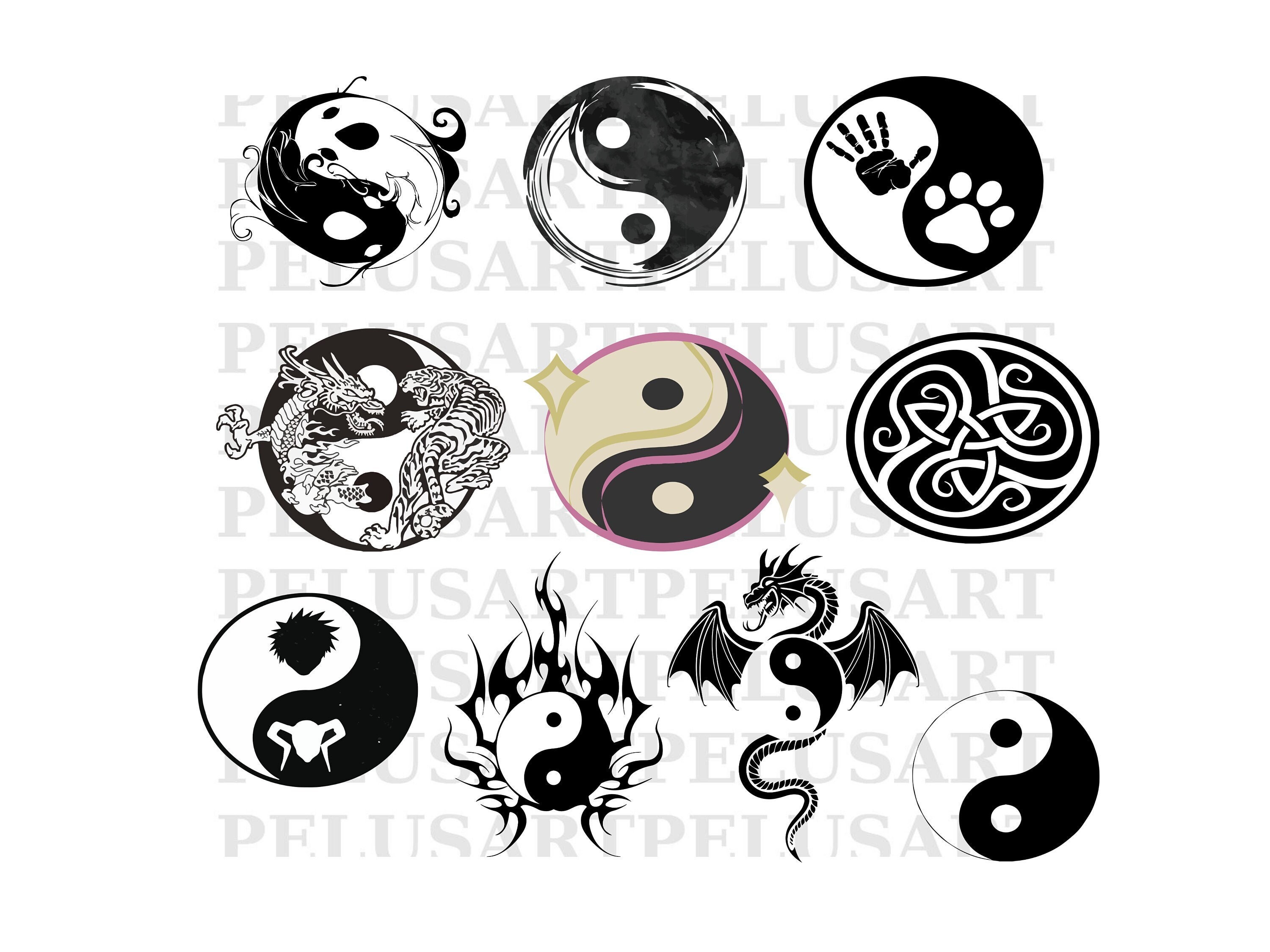 Ying Yang Bundle Svg Ying Yang Tiger Svg Ying Yang Dragon Etsy UK