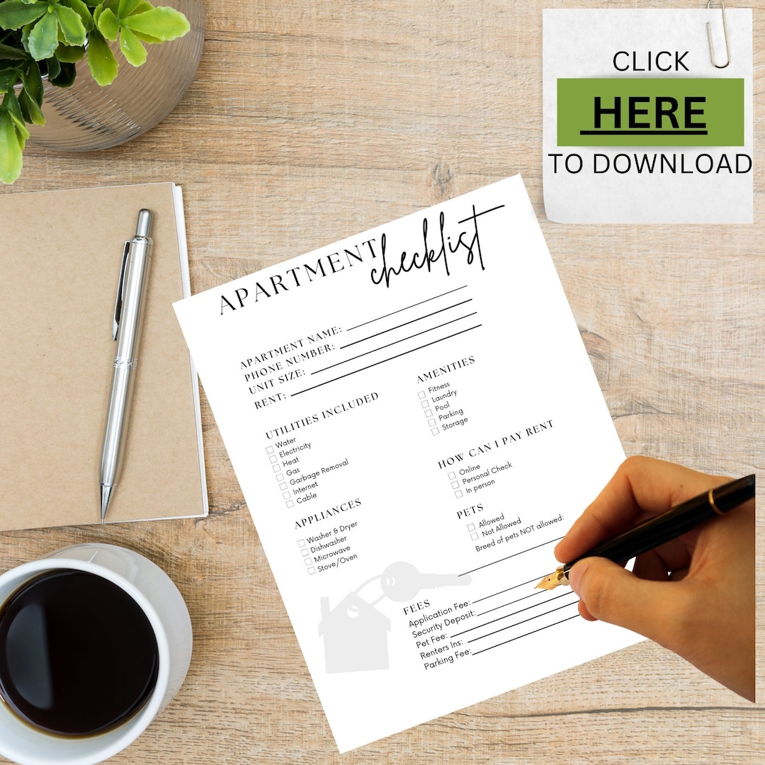 Printable/editable Apartment Checklist - Etsy