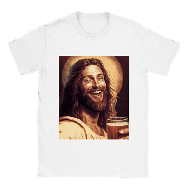 Lustiges Jesus Bier Shirt, Funny Beer drinking T-Shirt, humorvoll Jesus Christus trinkt Bier unisex, funny and odd motive clothing, Geschenk