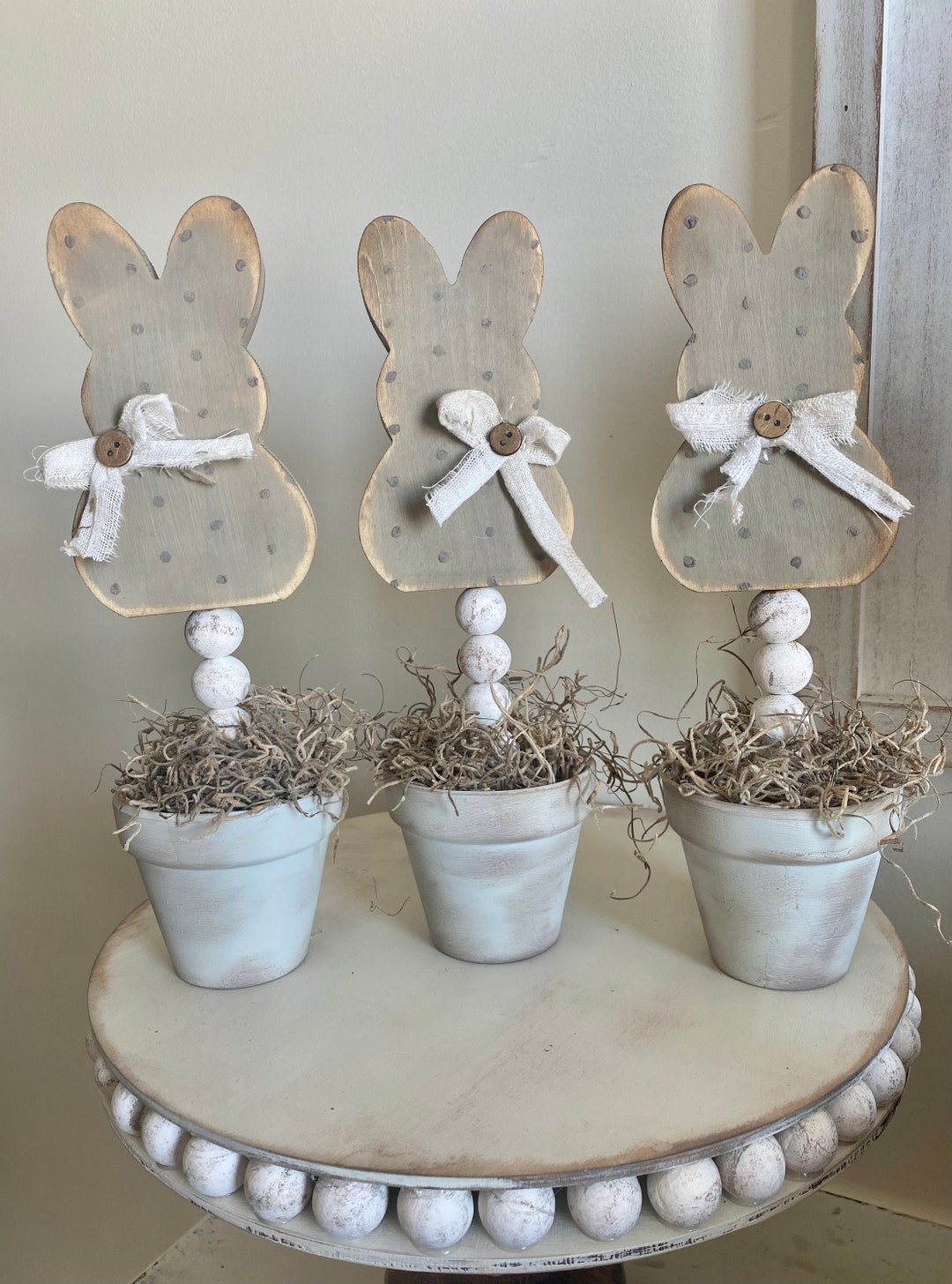 Wooden Bunny Topiary - Etsy