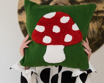 Red Mushroom Cushion Toadstool Cushion Housewarming Gift Cottagecore Unique Housewarming Gifts Under 25 Cool Mushroomcore Cool New Home Gift