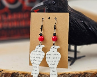 Raven Earrings: Gothic Literary Jewelry for Book Lovers, Edgar Allan Poe Inspired