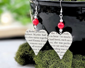 Book Lover Earrings, Upcycled Book Page Jewelry, Teacher Appreciation Gift, Ready to Ship