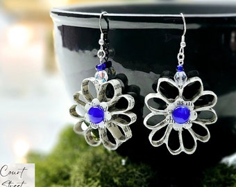 Flower Dangle Upcycled Book Page Earrings, Teacher Appreciation Gift, Book Club Gift Exchange, Ready to Ship