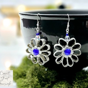Flower Dangle Upcycled Book Page Earrings, Teacher Appreciation Gift, Book Club Gift Exchange, Ready to Ship