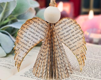 Upcycled Book Page Angel, Paper Anniversary Gift for Book Lover, Godmother Baptism Gift, Graduation Present for Her