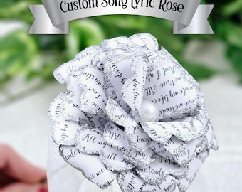 Custom Song Lyrics Paper Rose, Silver Sparkle Anniversary Gift