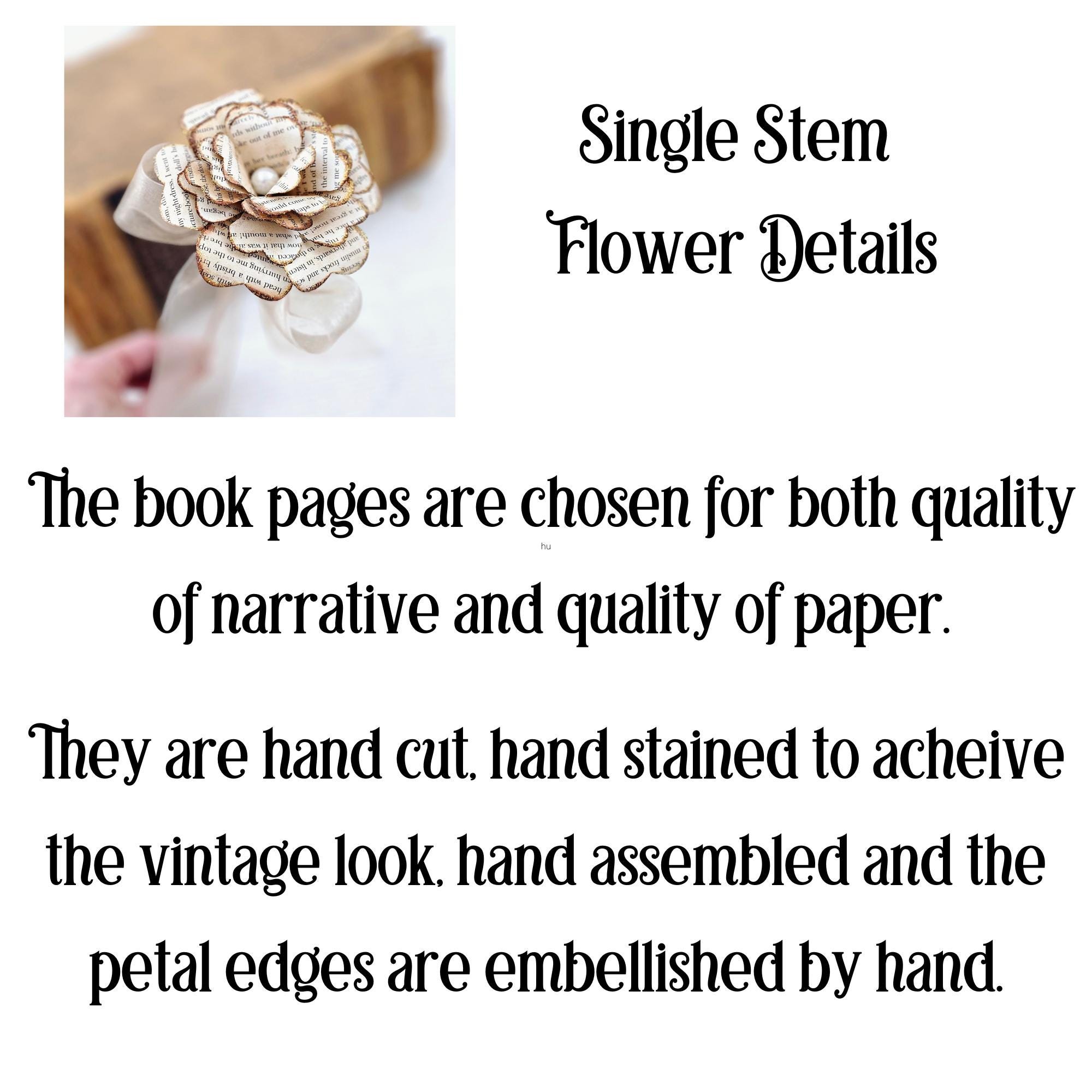 Artisan Book Page Rose, Vintage Style Paper Flower Gift - Etsy